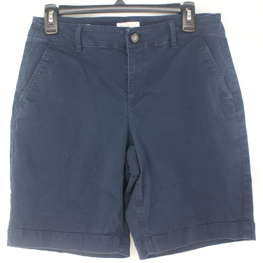 Loft Outlet Monroe Bermuda Shorts Navy Blue Chino Women Size 4 Preppy Minimalist